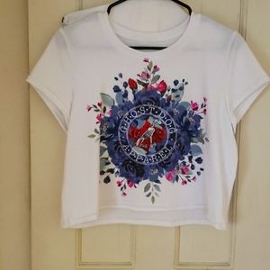 Ghost Dog white floral crop top, M